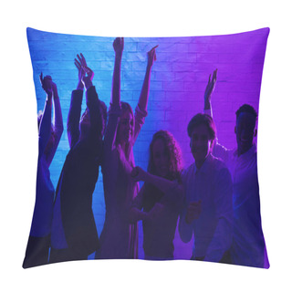 Personality  Joyful Millennial People Dancing Having Party In Office At Night Pillow Covers