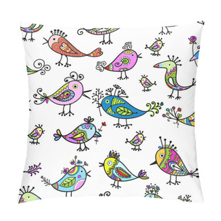 Personality  Funny Colorful Birds, Seamless Pattern For Your Design Pillow Covers
