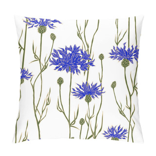 Personality  Seamless Pattern With Cornflowers. Hand-drawn Vector Illustration. Pillow Covers