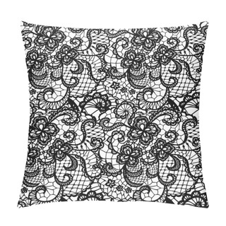 Personality  Lace Black Seamless Pattern With Flowers Pillow Covers