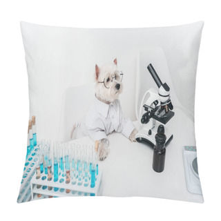 Personality  Dog With Microscope And Test Tubes Pillow Covers