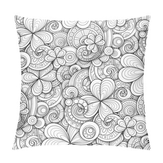 Personality  Monochrome Seamless Pattern With Floral Motifs, Vector, Illustration Pillow Covers
