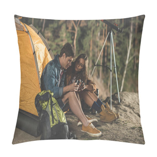 Personality  Couple On Hiking Trip Pillow Covers