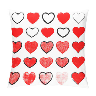 Personality  Red Heart With Black Contour And Texture Pillow Covers