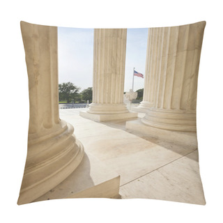Personality  American Flag Viewed Between Pillars Of Supreme Court Building Pillow Covers