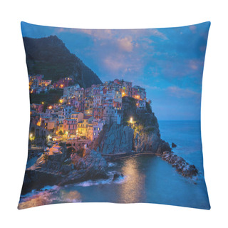 Personality  Manarola Village In The Night, Cinque Terre, Liguria, Italy Pillow Covers