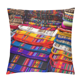 Personality  Colorful Fabric At Market In Peru, South America Pillow Covers