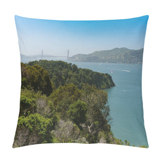 Personality  Wide Sweeping View Of The Golden Gate Bridge, City Of San Francisco, And Surrounding Bay Seen From Up High On Angel Island Pillow Covers