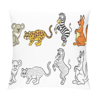 Personality  Cute Zoo Animals Collection. Coloring Book Pillow Covers
