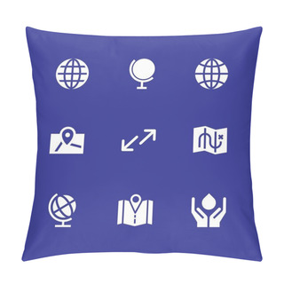 Personality  Globe Icon Set. Global, Earth Globe And Earth Grid Vector Icon For Graphic Design And Web Pillow Covers