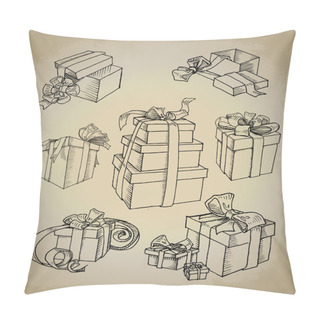 Personality  Set Of Vector Gift Boxes Pillow Covers