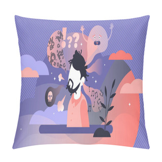Personality  Schizophrenia Vector Illustration. Flat Tiny Mental Disorder Person Concept Pillow Covers
