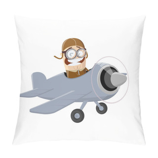 Personality  Funny Cartoon Man Flying In A Plane Pillow Covers