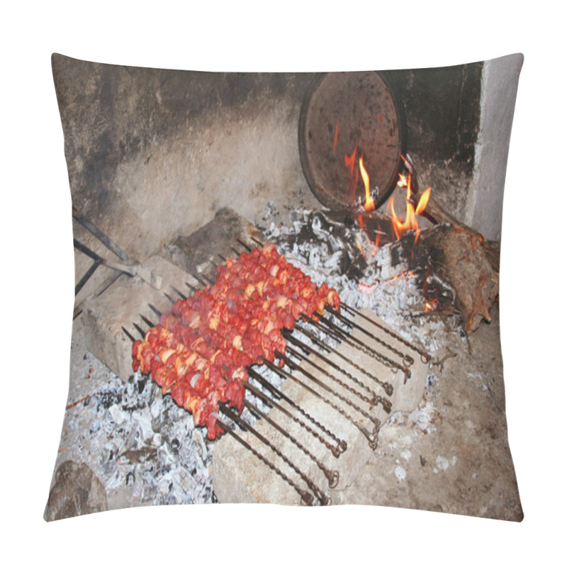 Personality  Famous turkish meal kebab, on grill pillow covers
