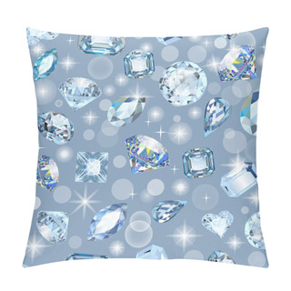 Personality  Illustration Background Seamless Shiny Gems Of Different Cuts Pillow Covers