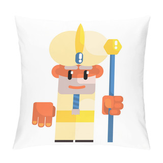 Personality  Cartoon Dwarf In The Turban With Staff In His Hands. Fairy Tale, Fantastic, Magical Colorful Character Pillow Covers