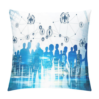 Personality  Business Team In Night City, Social Network Pillow Covers