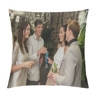 Personality  Friends Socialising Over Cocktails Pillow Covers