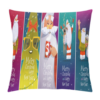 Personality  Merry Christmas And Happy New Year Cards Pillow Covers