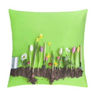 Personality  Spring Flower Bed Background Pillow Covers