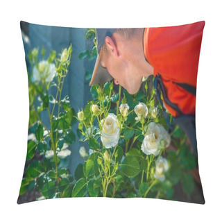 Personality  Gardener Smelling Roses Pillow Covers