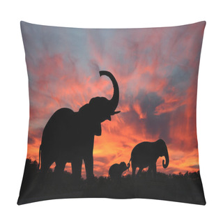 Personality  Elephants Enjoy A Spectacular Sunset On The Serengeti Pillow Covers