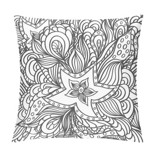 Personality  Background With Doodle Starfishes Seaweeds Or  Template For Underwater World  Or For Coloring Page Or Relax Coloring Book Pillow Covers