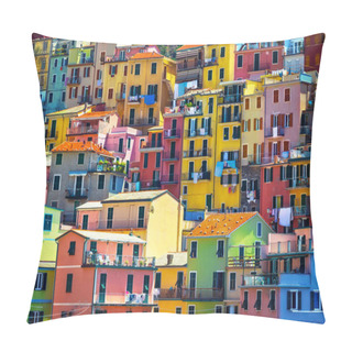 Personality  Beautiful Colorful Houses, Architectural Background, Traditional Little Painted Homes, The Amazing Unique Architecture Of An Italian Coastal Village, Cinque Terre Pillow Covers