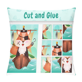 Personality  Children Board Game Cut And Glue Themed Easter With A Cute Pirate Fox Character Illustration On The Ship Pillow Covers