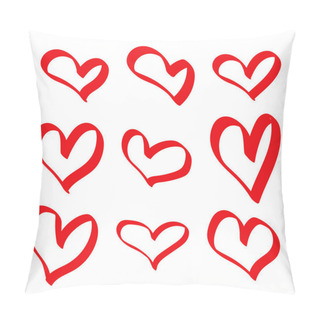 Personality  Hand Drawn Red Hearts Pillow Covers