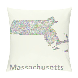 Personality  Massachusetts Line Art Map Pillow Covers