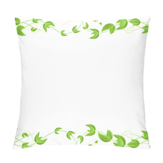 Personality  Vector Horizontal Seamless Border With Green Wicker Ivy Sprouts And Leaves With A Heart On A White Background. Pillow Covers