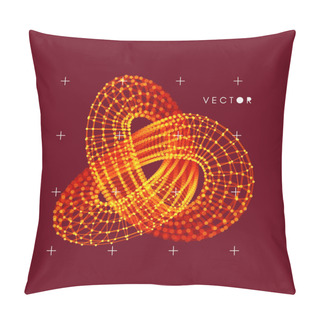 Personality  Trefoil Knot. Vector Illustration Consisting Of Points And Lines. 3D Grid Design. Molecular Grid. 3D Technology Style. Pillow Covers