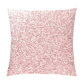 Personality  Pink Golden Glitter Made Of Hearts Abstract Random Scatter On White Valentine Background Vector Pillow Covers