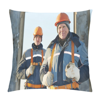 Personality  Workers Builders Team At Construction Site Pillow Covers