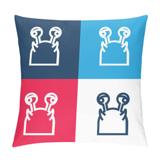 Personality  Animal Head With Balls Eyes Blue And Red Four Color Minimal Icon Set Pillow Covers