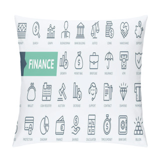 Personality  Money, Finance, Payments Elements - Minimal Thin Line Web Icon Set. Outline Icons Collection. Simple Vector Illustration. Pillow Covers
