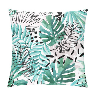 Personality Abstract Exotic Leaves Seamless Pattern. Pillow Covers