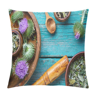 Personality  Milk Thistle With Flowers Pillow Covers
