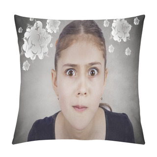 Personality  Surprised, Confused Funny Looking Little Girl Pillow Covers