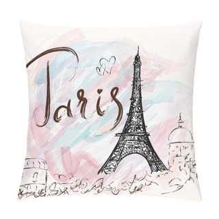 Personality  Illustration With Eiffel Tower, Paris Pillow Covers