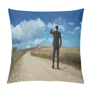 Personality  Businessman Looks At The Horizon Pillow Covers