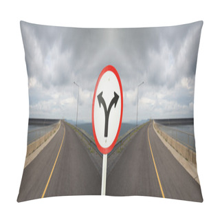 Personality  Fork Junction Sign With Crossroads Spliting In Two Way Pillow Covers