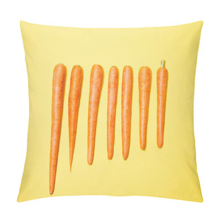 Personality  Top View Of Carrots In Row On Yellow Background Pillow Covers