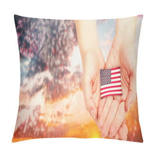 Personality  Hands Showing Usa National Flag Pillow Covers