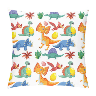 Personality  Cute Dinosaur Seamless Pattern Illustration Pillow Covers