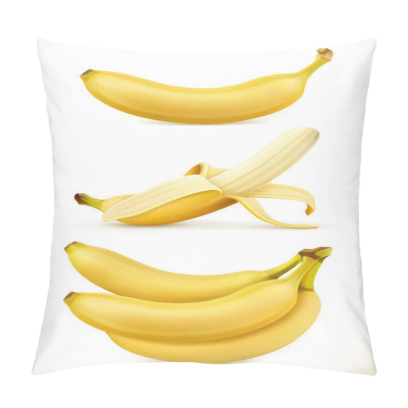 Personality  Banana. Sweet fruit. 3d vector icons set. Realistic illustration pillow covers