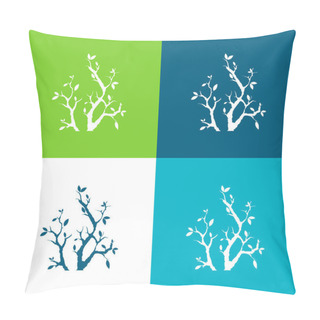 Personality  Branches With Leaves Flat Four Color Minimal Icon Set Pillow Covers
