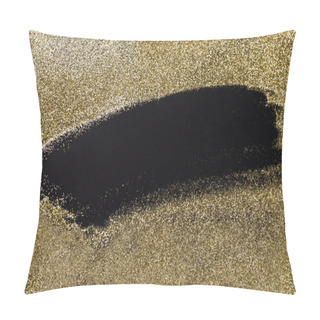 Personality  Golden Glitter On A Black Surface, Background For Christmas, New Year, Birthday, Special Occasions, With A Copy Space. Pillow Covers