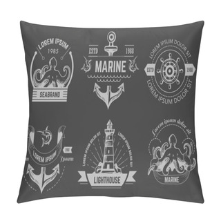 Personality Nautical Or Marine Symbols Isolated Icons Octopus And Anchor Pillow Covers